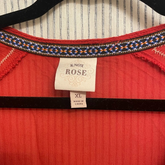 Red Orange Embroidered Sundress - Picture 2 of 3